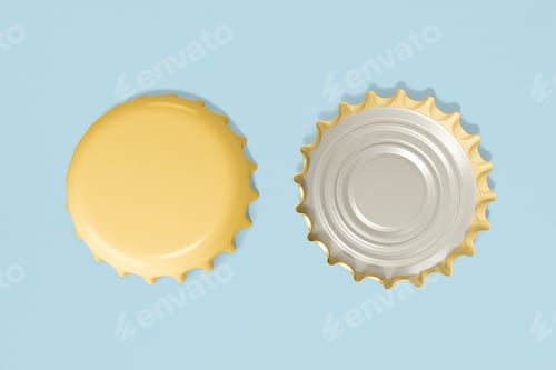 Preview: Bottle caps, front and back on background