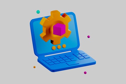 Preview: Laptop with gear and cube