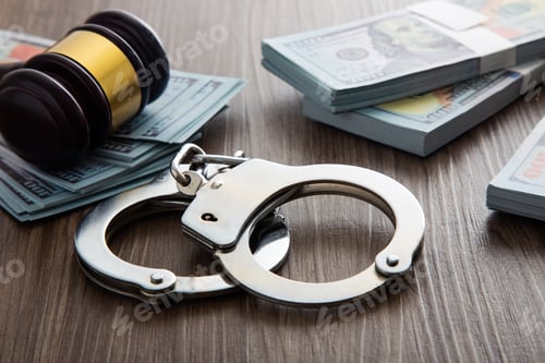 Preview: Money and handcuffs. Concept for corruption, fraud and money laundry