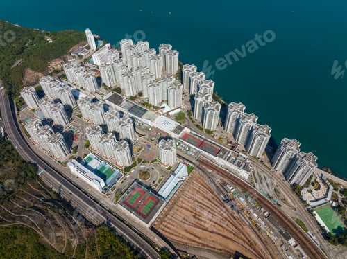 Preview: Hong Kong 12 December 2021: Top down view of Hong Kong city train track