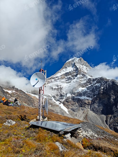 Preview: Solar-powered antenna in Himalaya mountains. Nepal