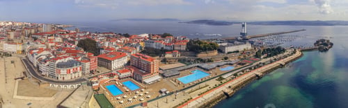 Preview: La Coruna. Aerial view in harbor Area . Galicia,Spain. Drone Photo