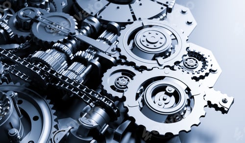Preview: Gears and cogs mechanism. Industrial machine, engine