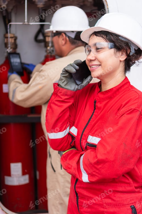 Preview: Woman Talking on Phone in Industrial Setting