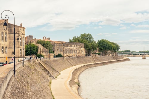 Preview: Historic buildings on the waterfront of the Rhone River, Arles, France