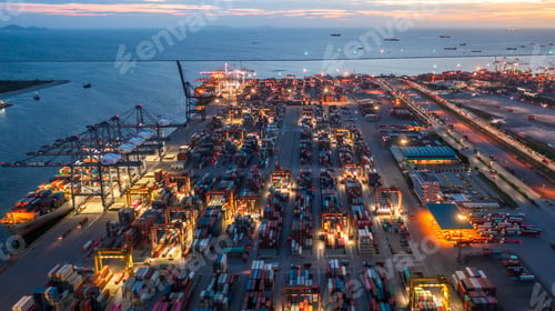 Preview: Aerial view container ship cargo freight shipping maritime vessel