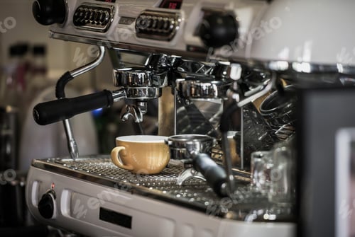 Preview: Coffee machine with coffee cup at cafe