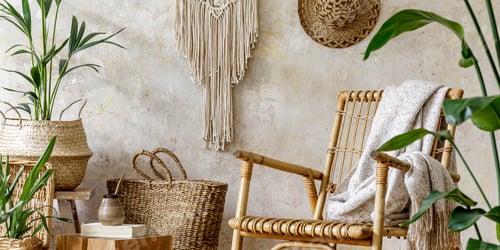 Preview: Boho Room Decor Featuring Plants and Wicker