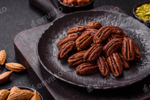 Preview: Nut, pecans in a ceramic bowl, an ingredient in vegan food