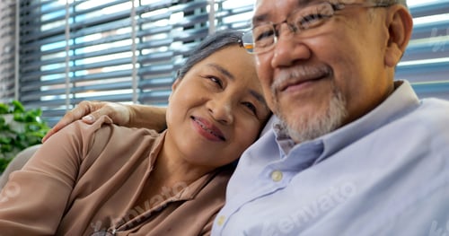 Preview: Couple of happy senior people smiling and spending time at home