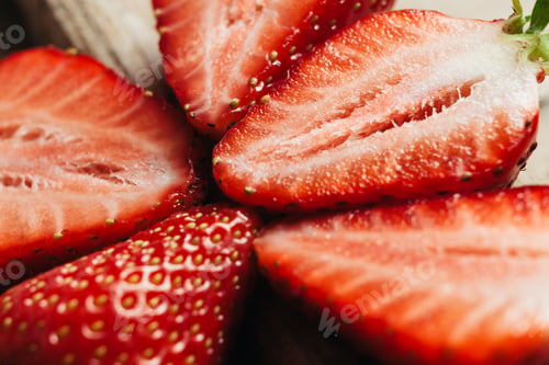 Preview: strawberry close up on wood table