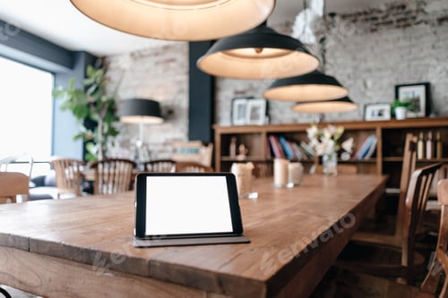 Preview: Digital tablet on a table in a cafe