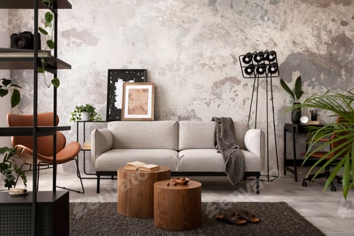 Preview: The stylish compostion at concrete living room interior