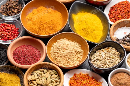Preview: Various spices in bowls