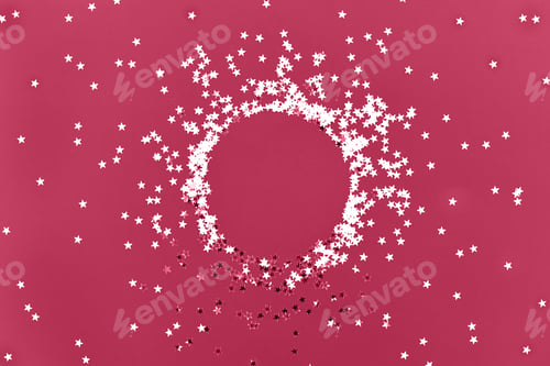 Preview: Background banner of burgundy color with confetti stars.
