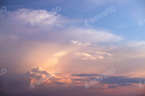 Preview: Colorful evening landscape with soft pastel coloured clouds