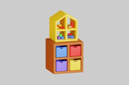 Preview: Colorful toy shelf with blocks