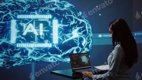 Preview: AI specialist reviews data charts, working in tech industry