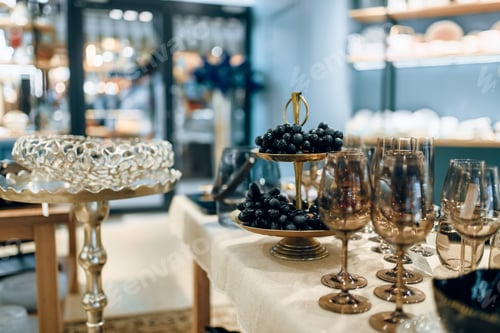 Preview: Glassware for banquet, table setting, nobody
