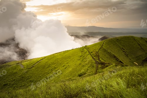 Preview: Beautiful scenery of Masaya Volcano National Park in Nicaragua during sunset