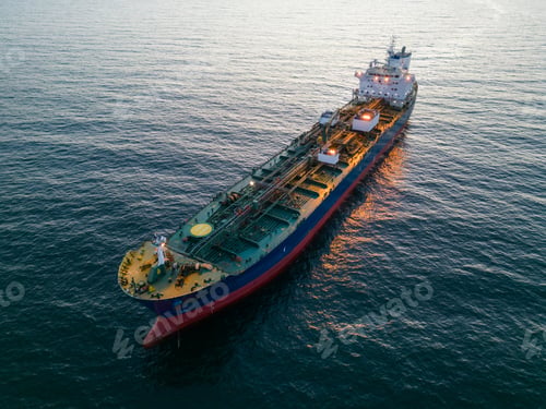 Preview: Aerial view oil ship tanker carrier oil on the sea at sunset