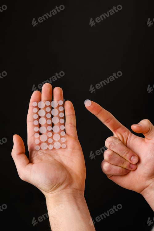Preview: Acne patches skincare solution without medicaments on black background