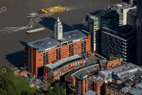 Preview: UK, London, Aerial view of OXO Tower building and River Thames