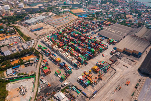 Preview: Aerial top view of container cargo ship in the export and import business and logistics