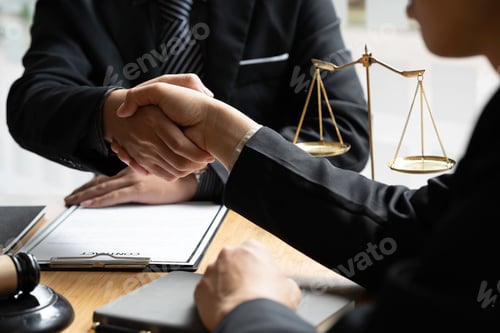Preview: Attorney or judge shaking hands to Businessman seal a deal Judges male lawyers Consultation legal se