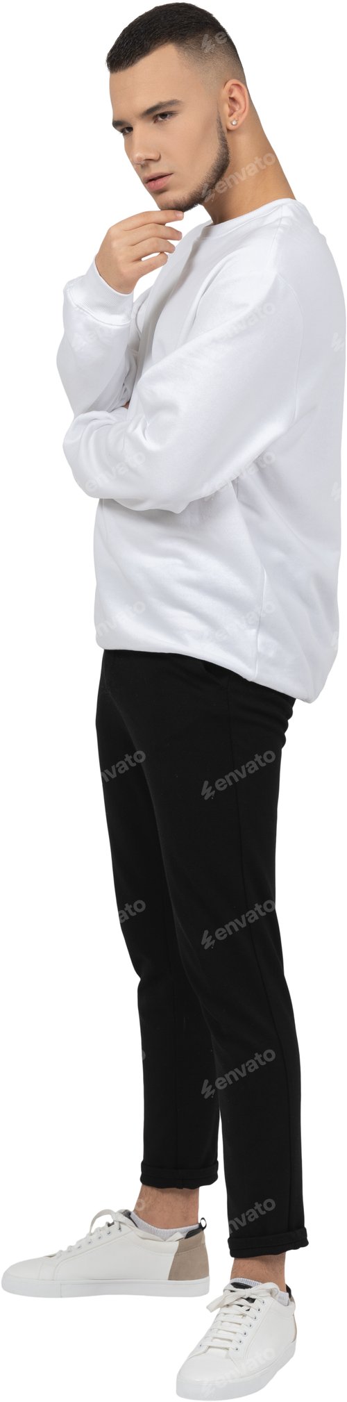 Preview: a woman in a white shirt and black pants