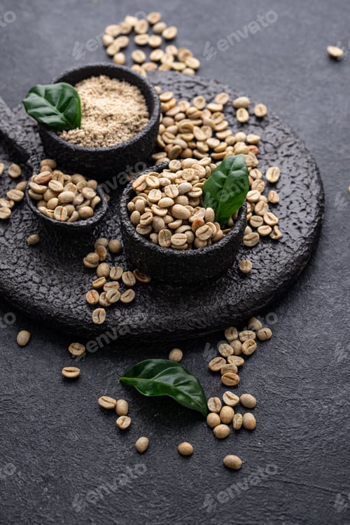 Preview: Fresh organic green coffee beans.