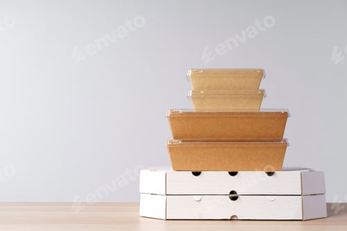 Preview: Diverse of containers for takeaway food. Food Delivery