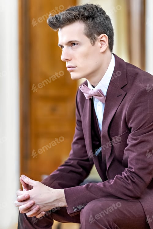 Preview: Portrait of a young man in a suit and with a bow tie
