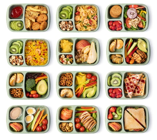 Preview: Lunch box with delicious food on a white background