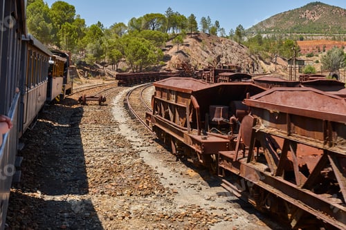 Preview: Train route at Rio Tinto open cast mine. Andalusia, Spain