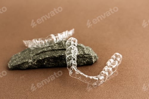 Preview: Transparent invisible dental aligners or braces applicable for an orthodontic dental treatment