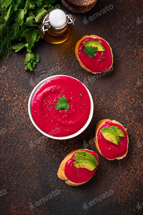Preview: Beetroot hummus. Healthy vegan appetizer