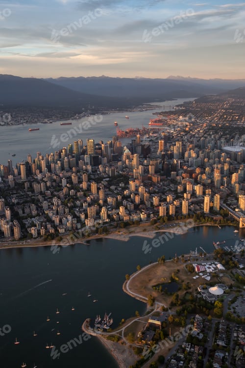 Preview: Aerial view of Downtown Vancouver City. Modern Cityscape
