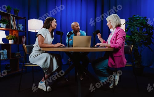 Preview: Group of three hosts is capturing a live audio broadcast