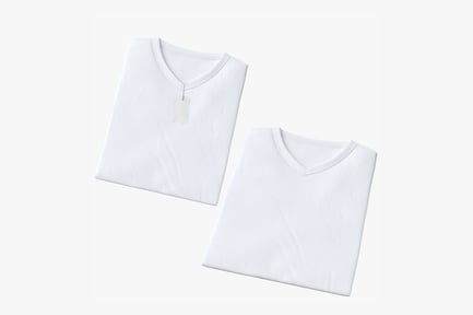 Preview: Folded White V-Neck Cotton T-Shirts