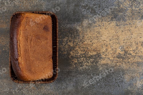 Preview: Delicious loaf bread in wooden basket