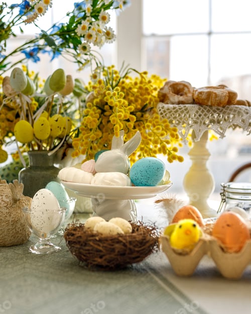 Preview: Easter composition with eggs, concept of holidays