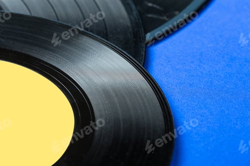 Preview: Retro vinyl record on blue background