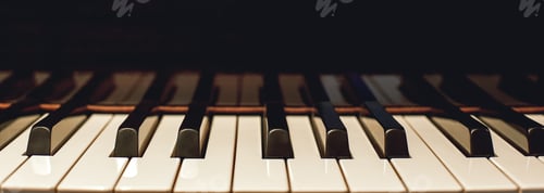 Preview: Learn how to play piano. Close up view of black and white piano keys. Musical instrument