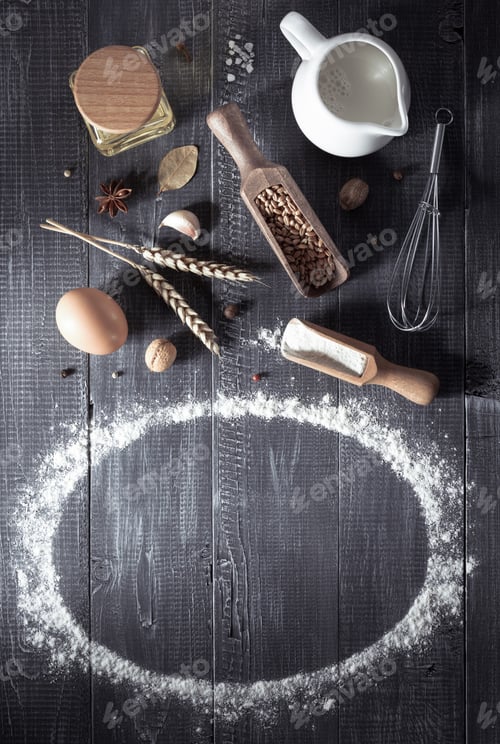 Preview: bread and bakery products on wood