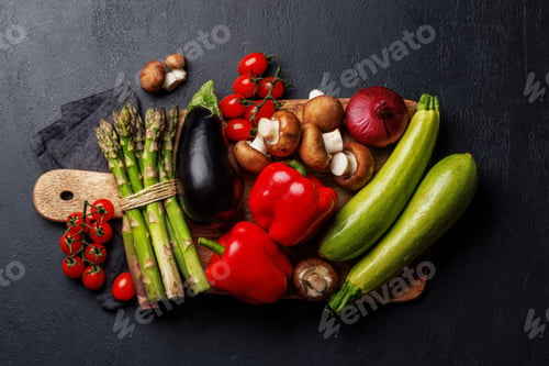 Preview: Various vegetables ready for the grill, prepared for a delicious BBQ