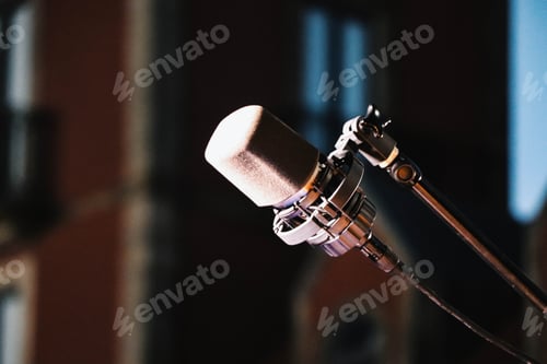 Preview: Closeup shot of a microphone on the stage