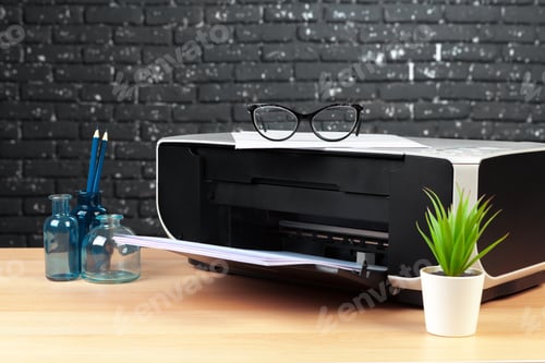 Preview: Copier or printer in a modern office interior close up