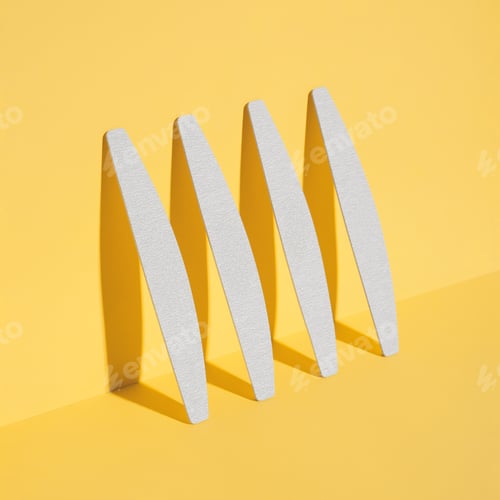 Preview: Set of nail files, emery board for nails of different shapes on a yellow background
