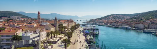 Preview: Aerial panoramic view with picturesque town of Trogir in Croatia
